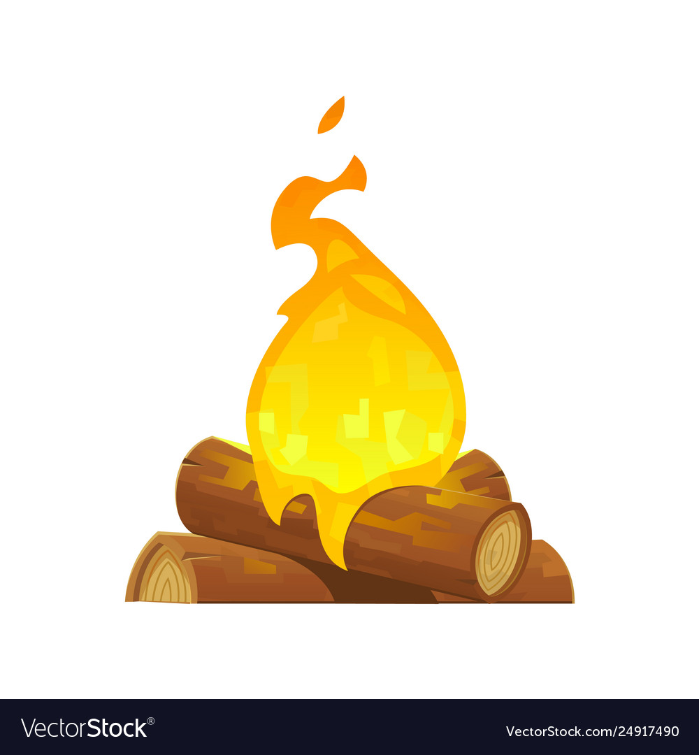 Isolated cartoon camp bonfire on white background