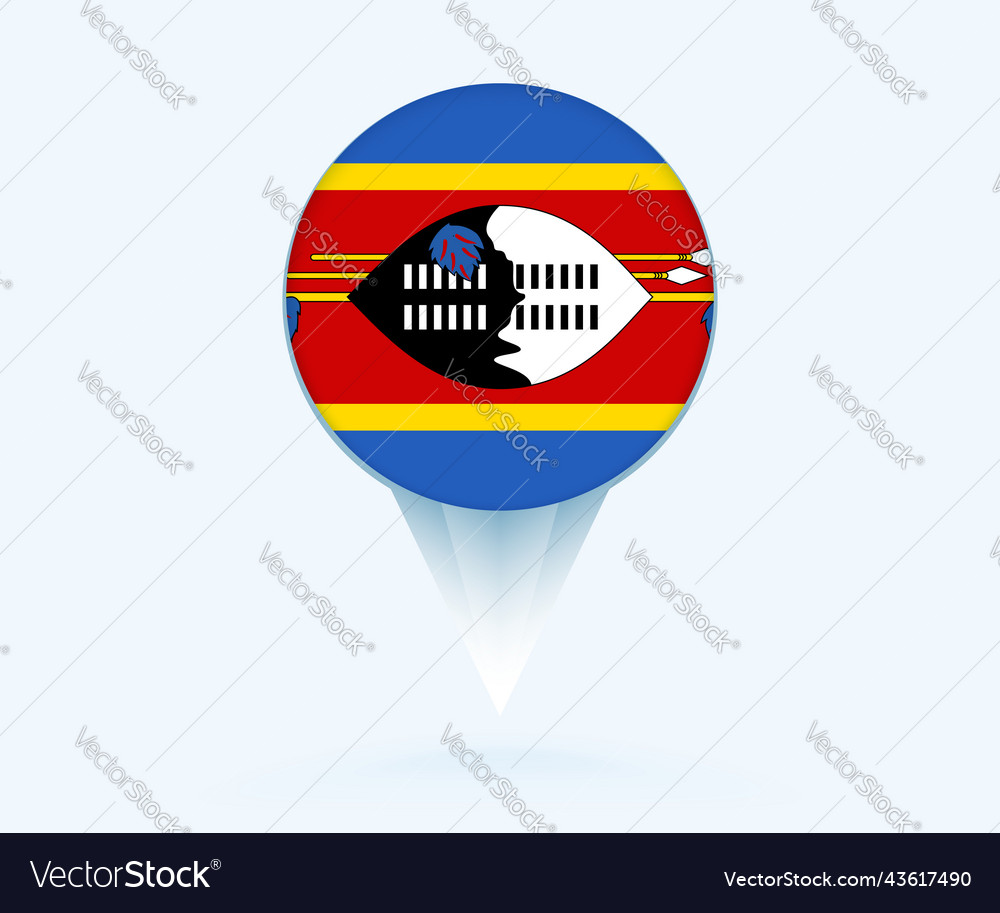 Map pointer with flag of swaziland