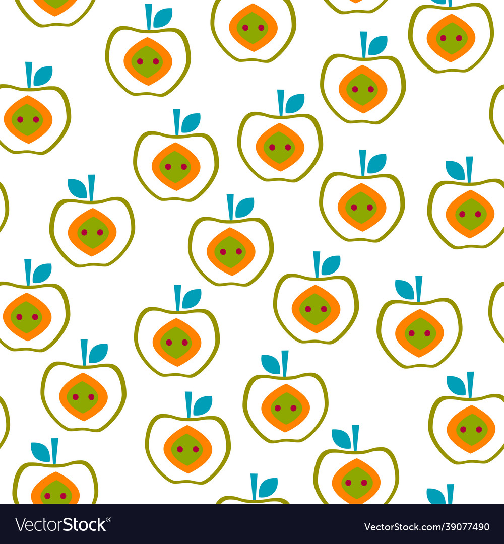 Seamless pattern with the image of apples Vector Image Seamless pattern with the image of apples