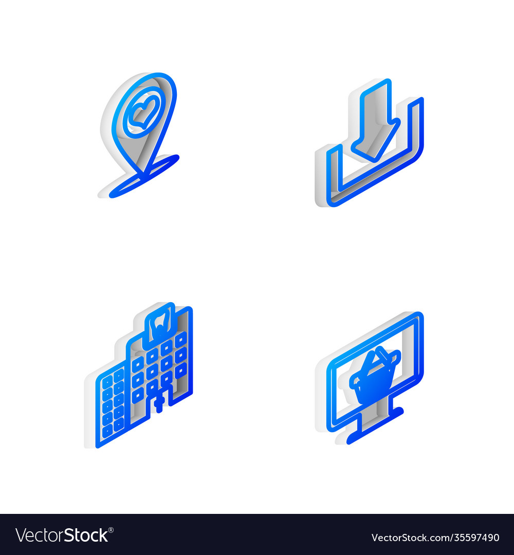 Set isometric line download map pointer