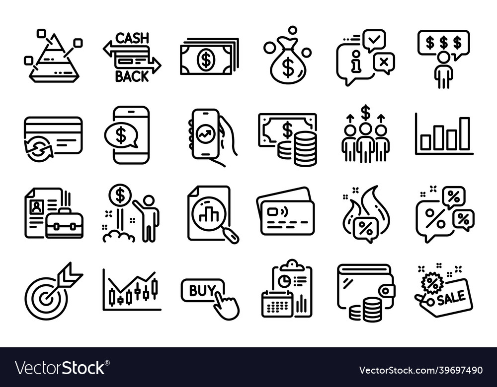 Set of meeting sale and financial app line Vector Image