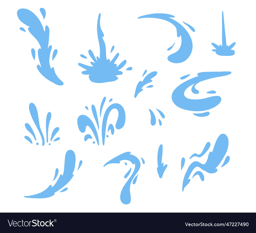 Set of water droplets and jets Royalty Free Vector Image