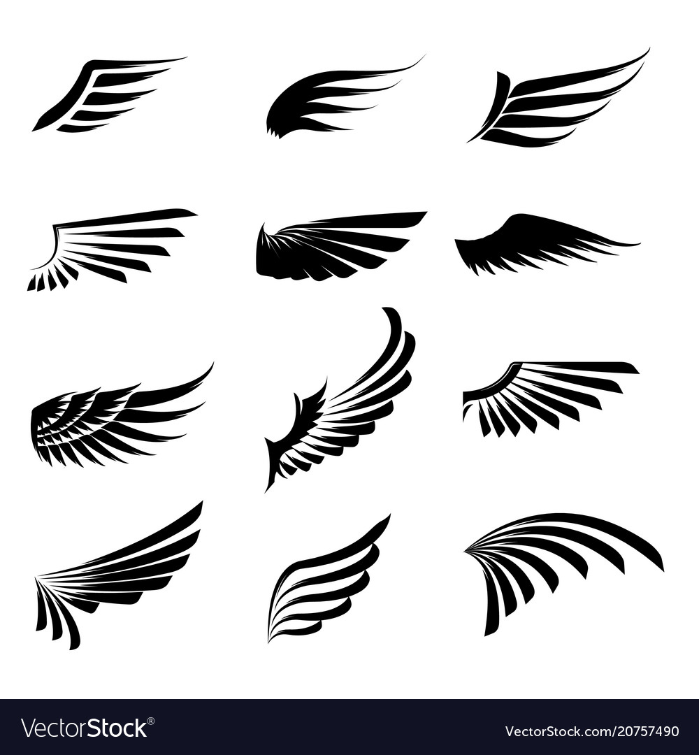 Vintage Wing Icon Set - Isolated