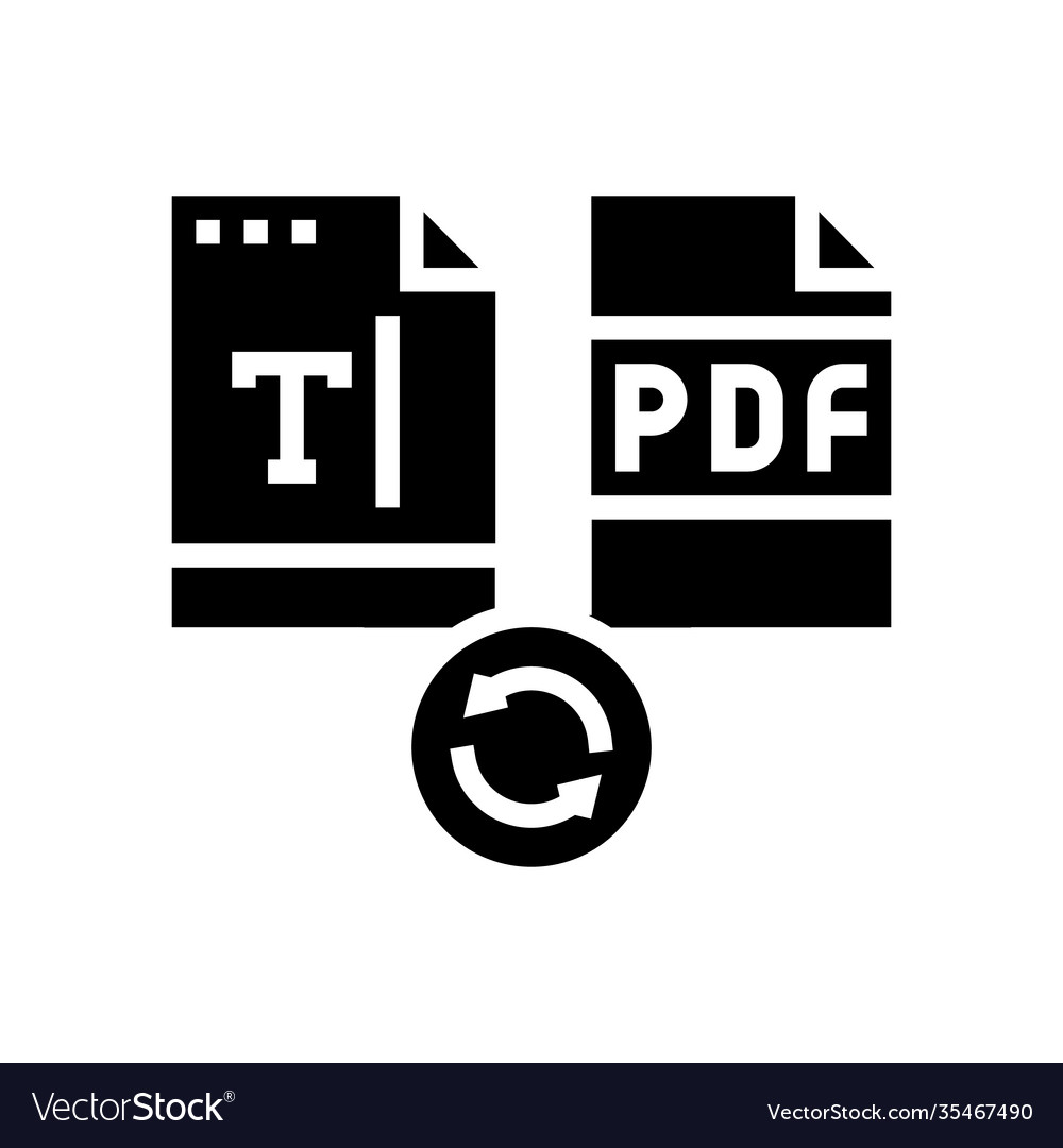 Write text in pdf file glyph icon royalty free vector image