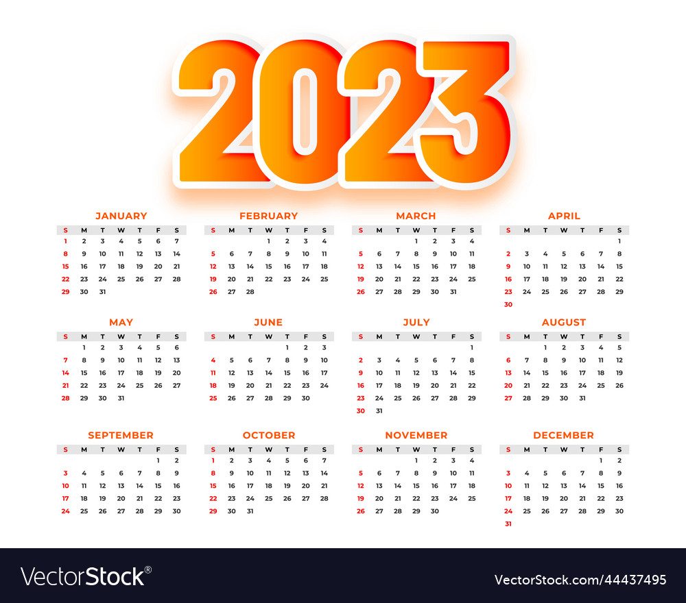 2023 annual calendar for business stationery Vector Image