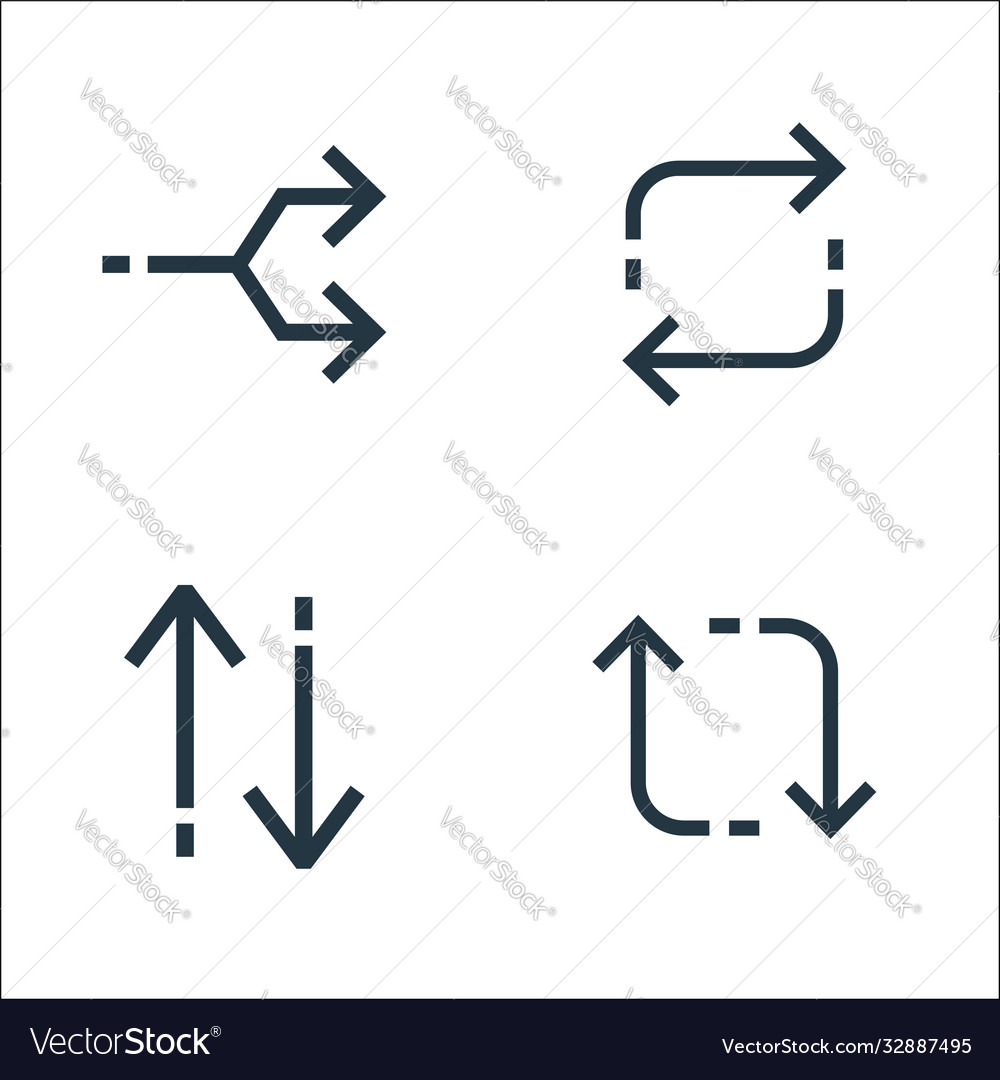 Arrows line icons linear set quality vector image Arrows line icons linear set quality