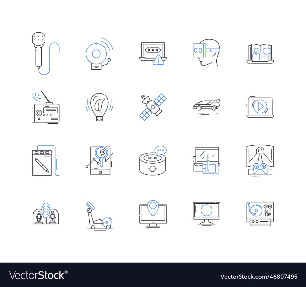 Automated construction line icons collection vector image Automated construction line icons collection