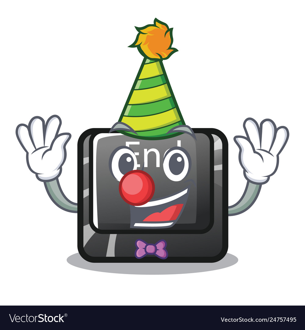 Clown end button located on cartoon keyboard