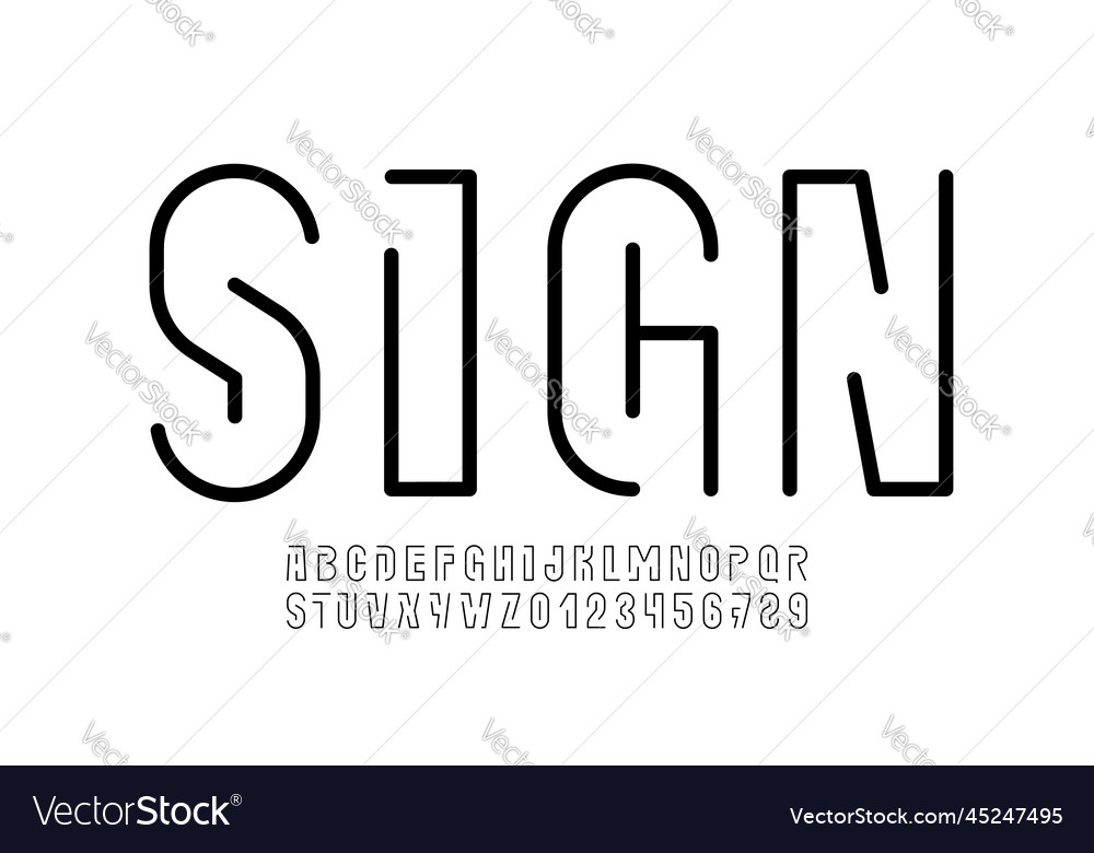 Digital font alphabet from segment black line