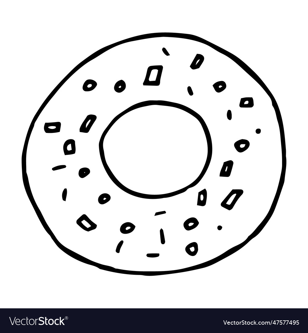 Donut hand drawn in doodle style fast food