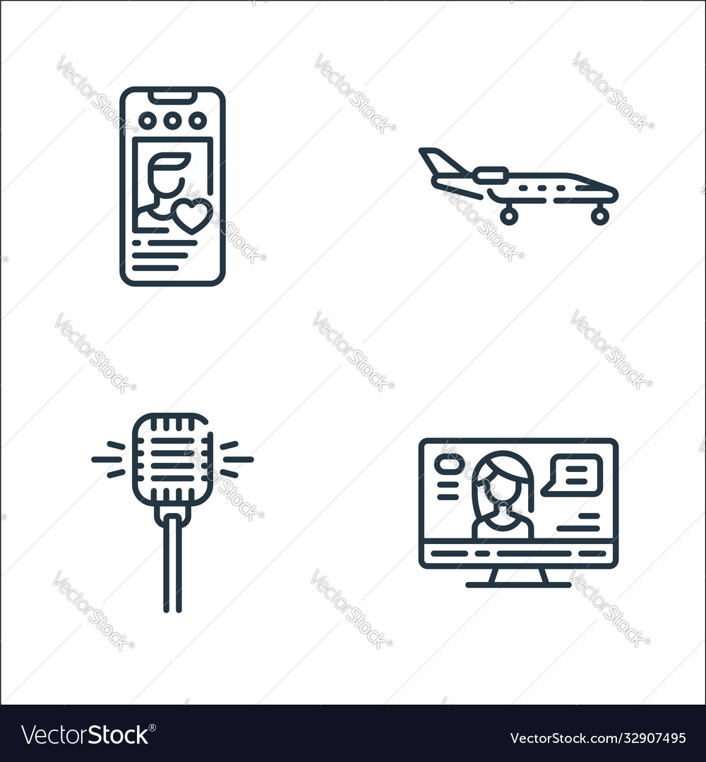 Fame line icons linear set quality Vector Image Fame line icons linear set quality