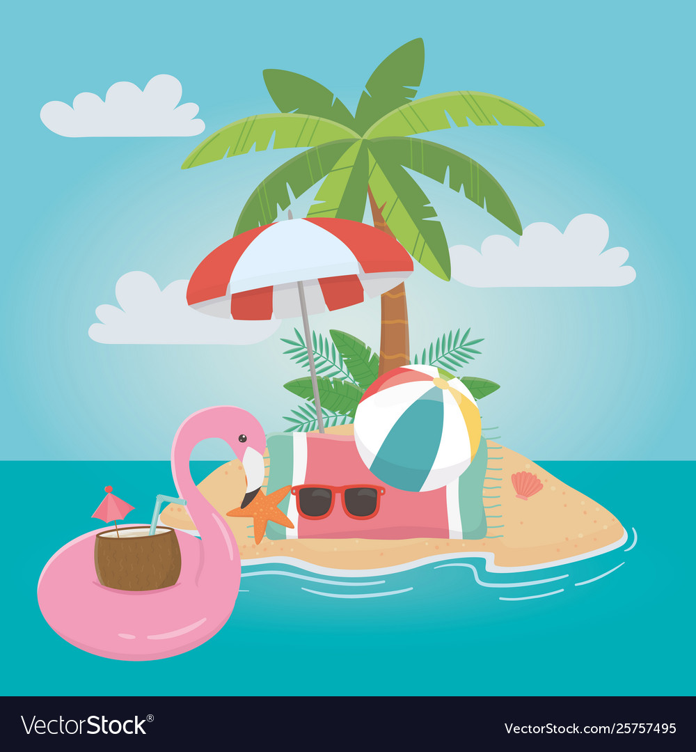 Flamingo Beach Icon Set