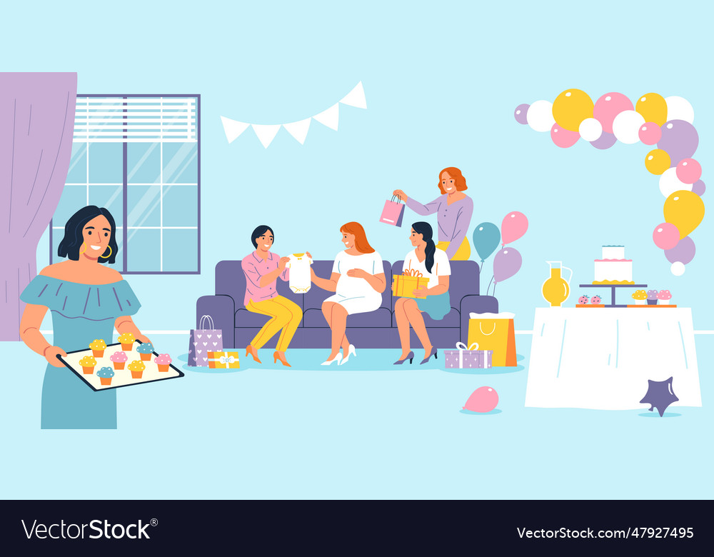 Flat baby shower Royalty Free Vector Image - VectorStock