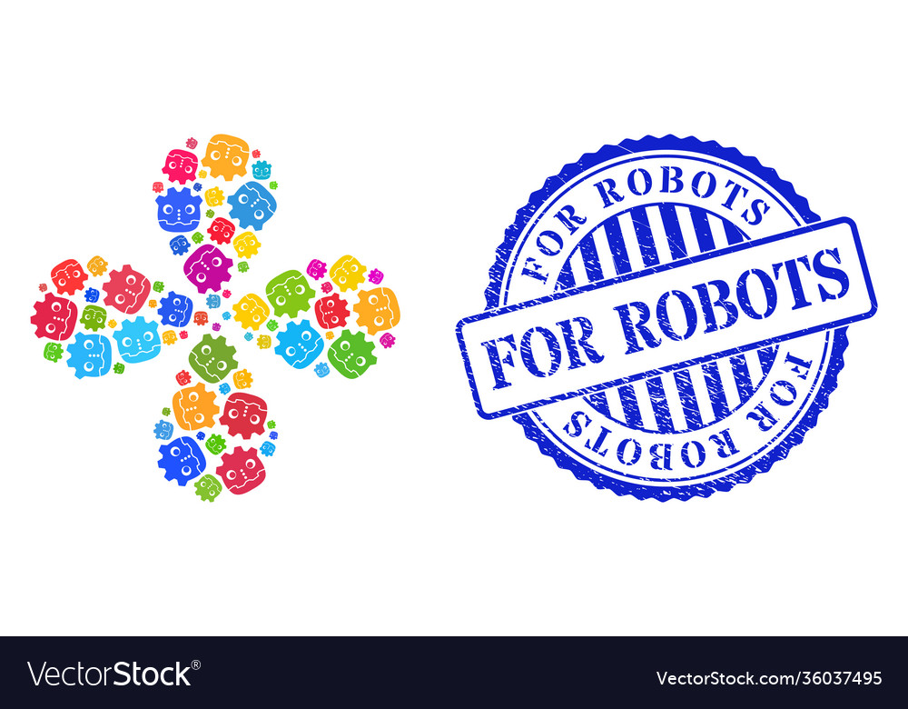 For robots textured rubber imprint and robot head vector image For robots textured rubber imprint and robot head