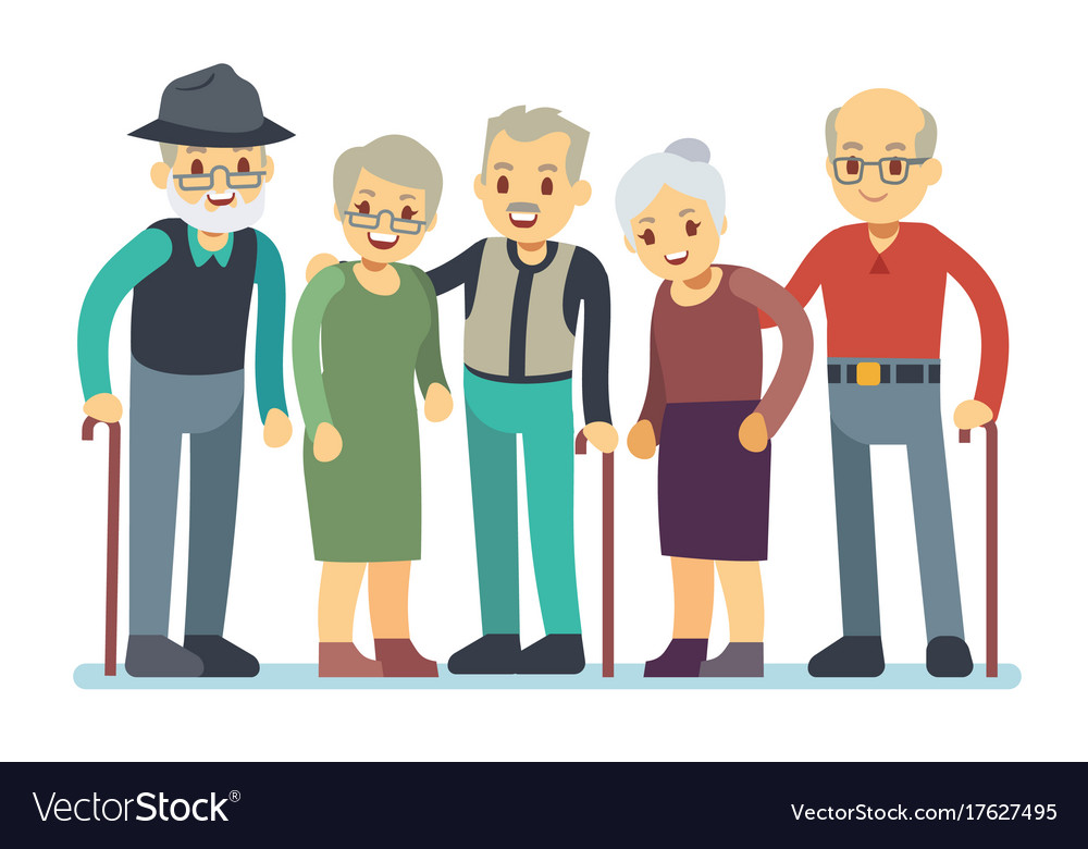 aging people cartoon