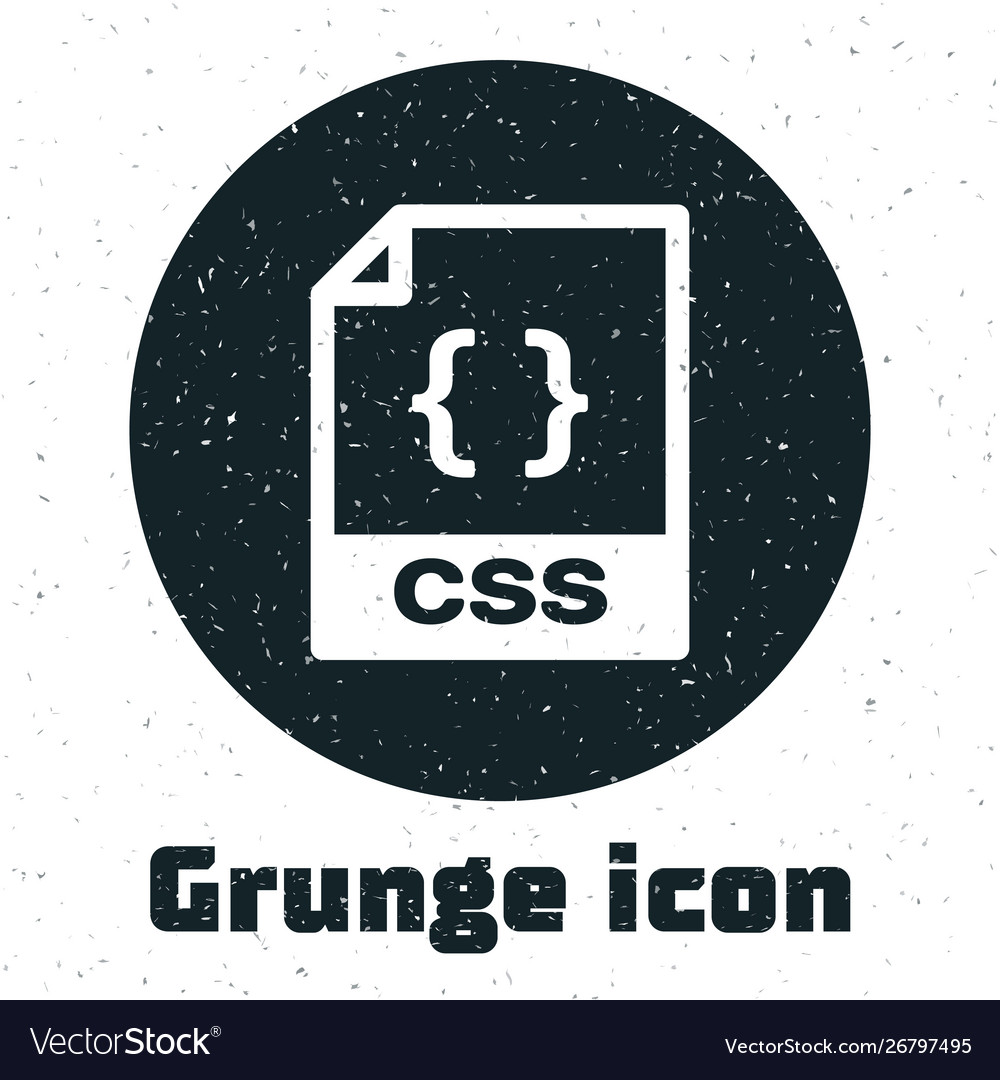 Grunge css file document download button icon vector image Grunge css file document download button icon