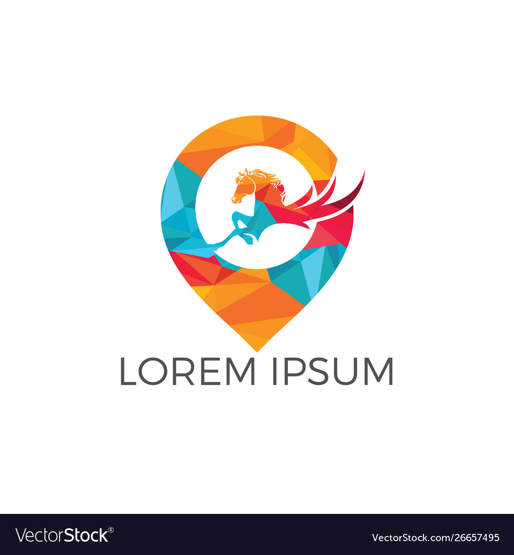 Horse and map pointer logo design