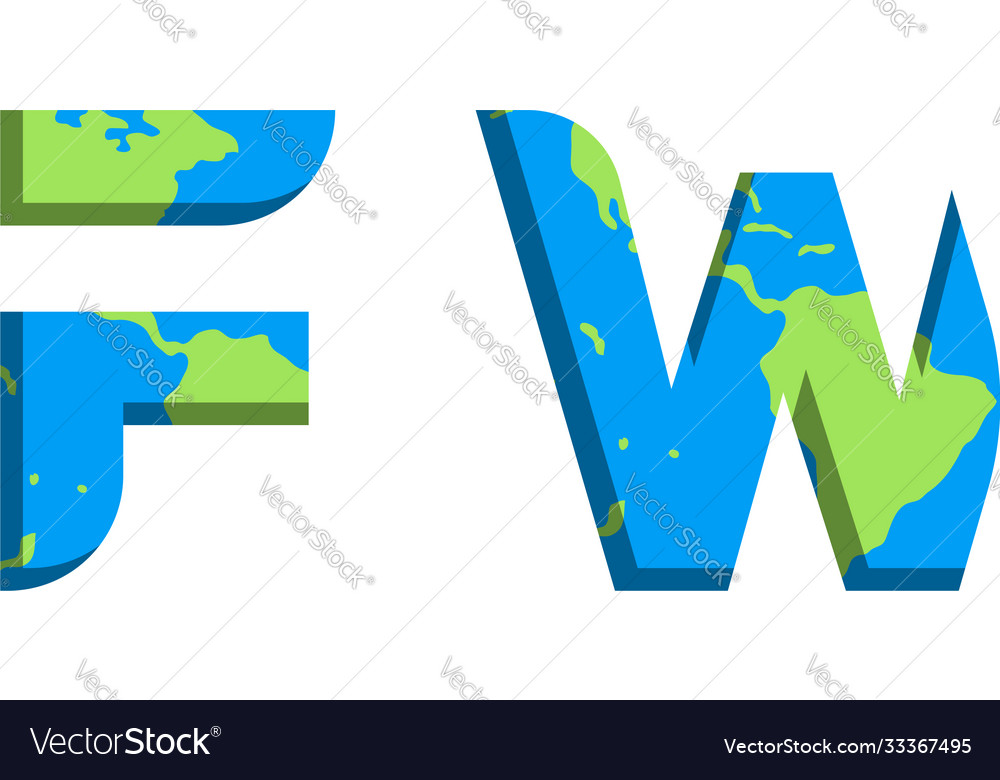 Initial fw logo design with world map style