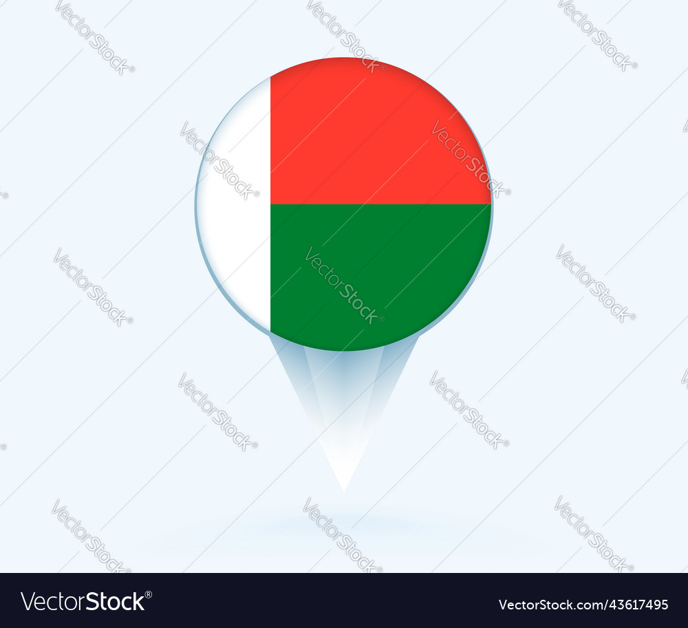 Map pointer with flag of madagascar
