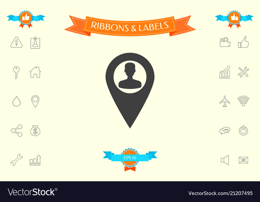 Map pointer with man silhouette vector image Map pointer with man silhouette