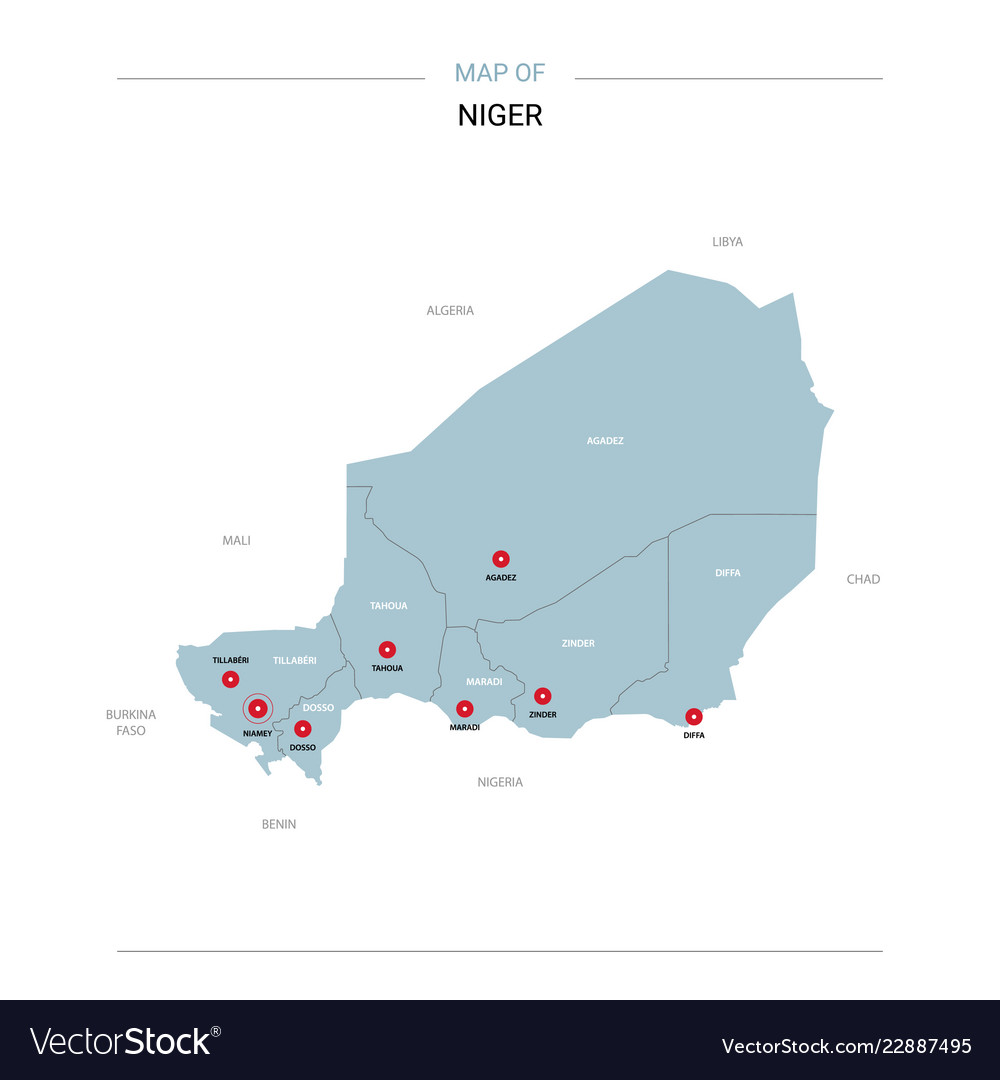 Niger map with red pin Royalty Free Vector Image