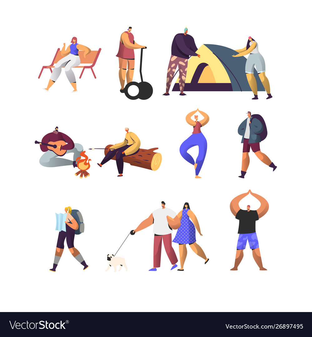 People active lifestyle set male and female vector image People active lifestyle set male and female