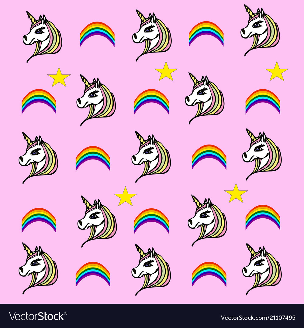 Pink pattern with unicorn vector image Pink pattern with unicorn