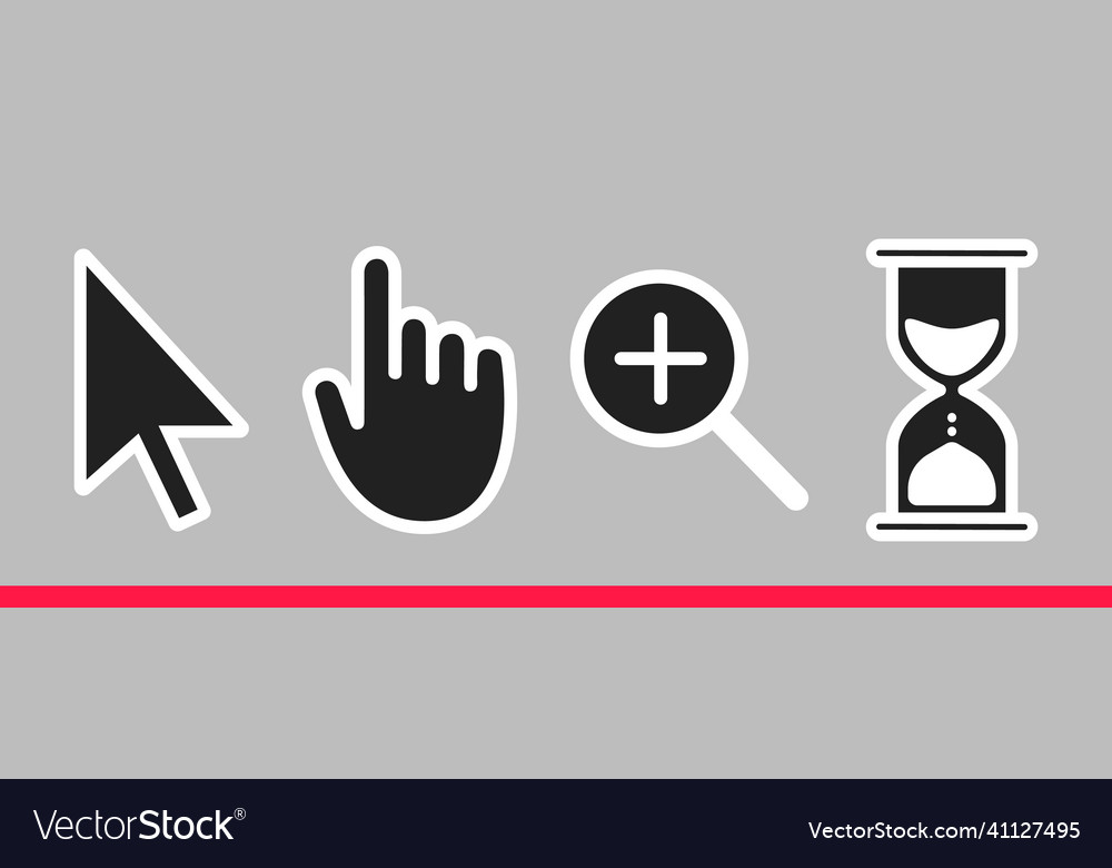 Pointer hand arrow hourglass loading clock mouse vector image Pointer hand arrow hourglass loading clock mouse