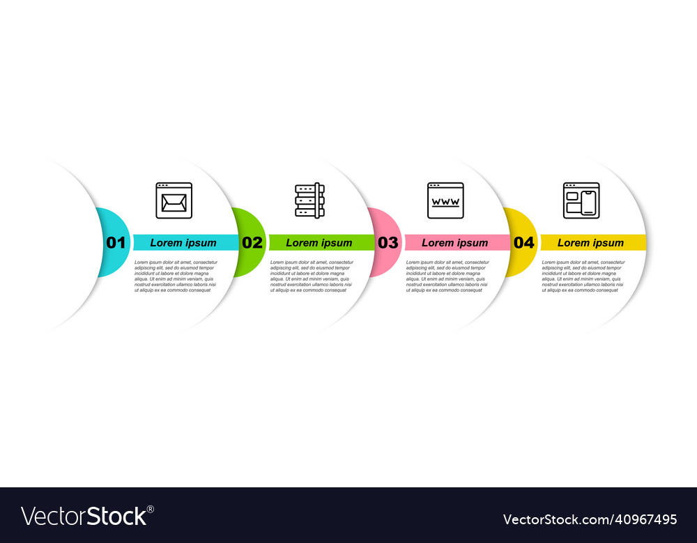 Set line website and mail server browser window vector image Set line website and mail server browser window
