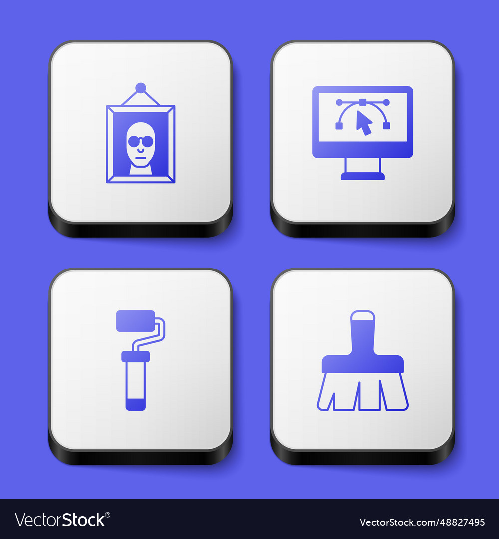 Set picture computer with design program paint vector image Set picture computer with design program paint