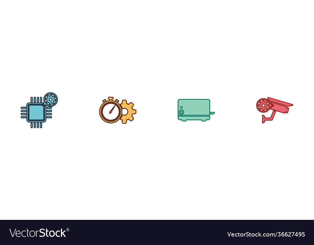 Set processor setting time management toaster vector image Set processor setting time management toaster