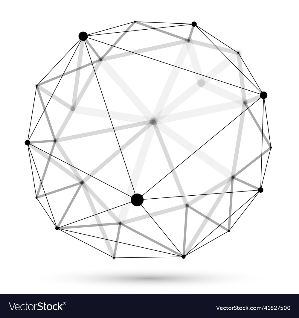 Abstract 3d mesh sphere dots connected Royalty Free Vector