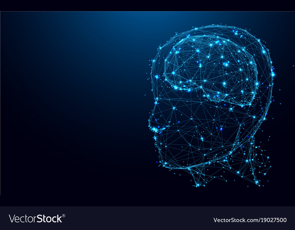 Abstract head and brain from lines and triangles Vector Image