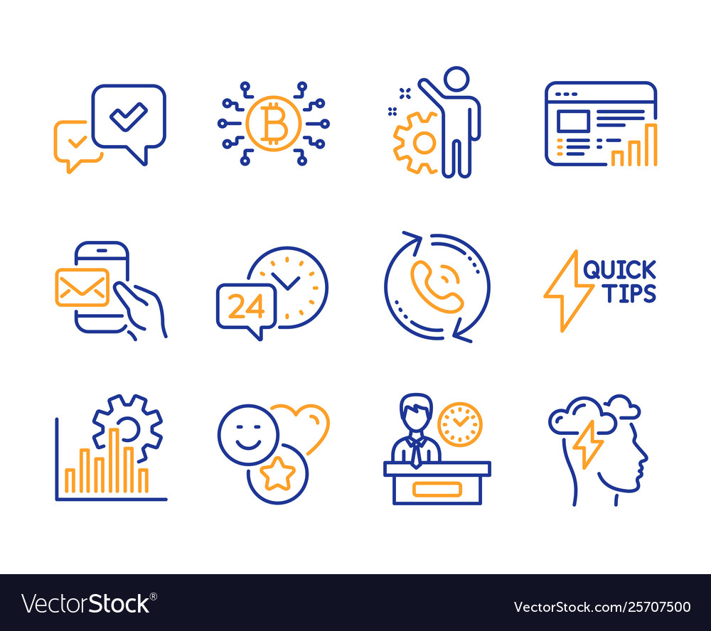 Approve quickstart guide and web report icons set vector image Approve quickstart guide and web report icons set