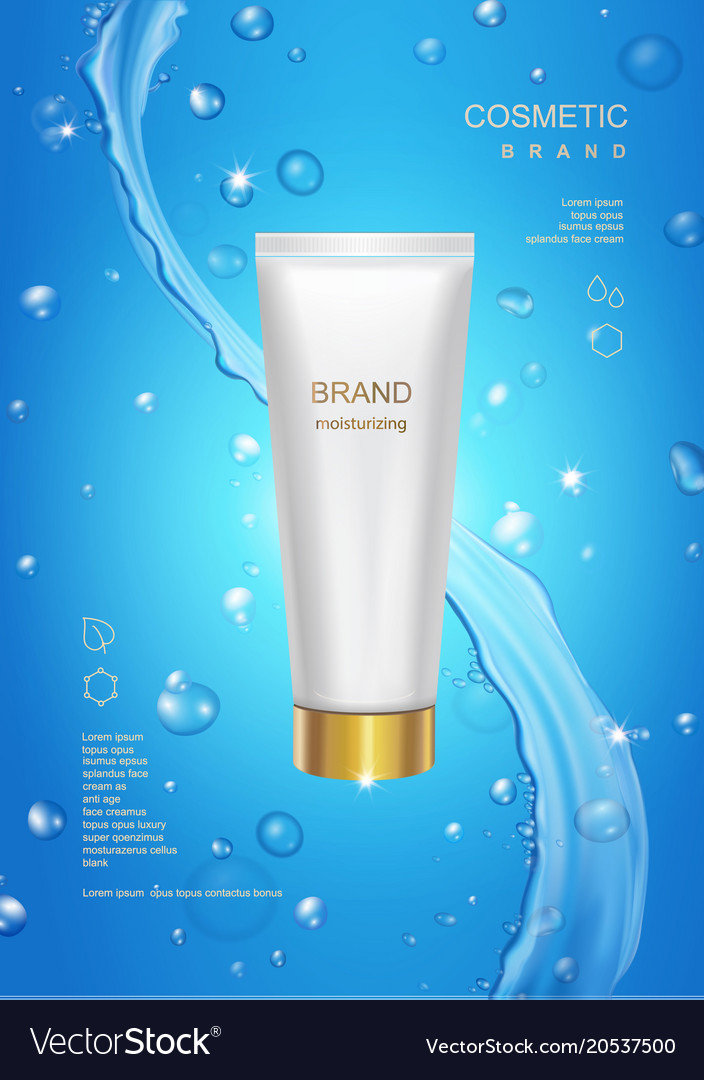 Blank cosmetic tube package design on blue Vector Image