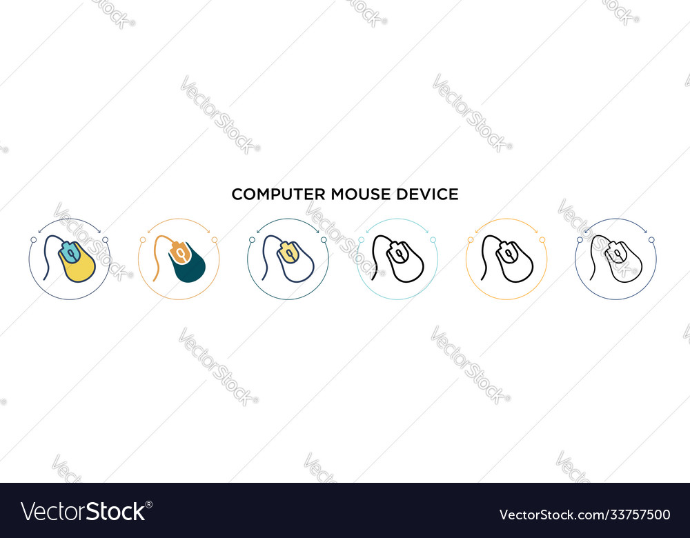 Computer mouse device icon in filled thin line vector image Computer mouse device icon in filled thin line