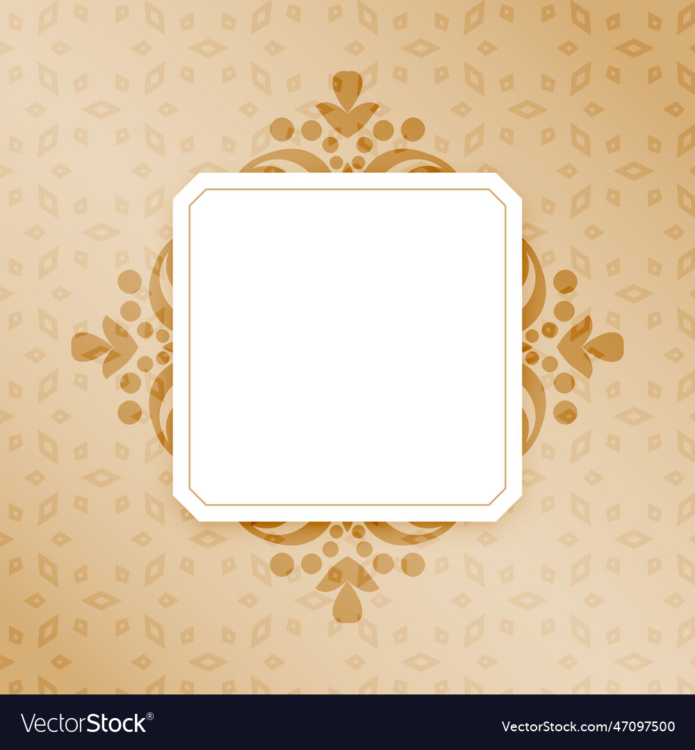 Ethnic indian floral border frame background Vector Image