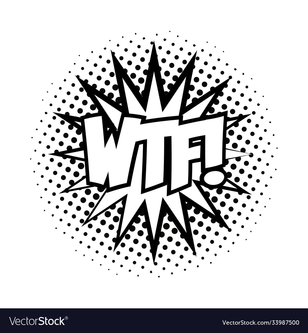 Expression splash with wtf word pop art line style