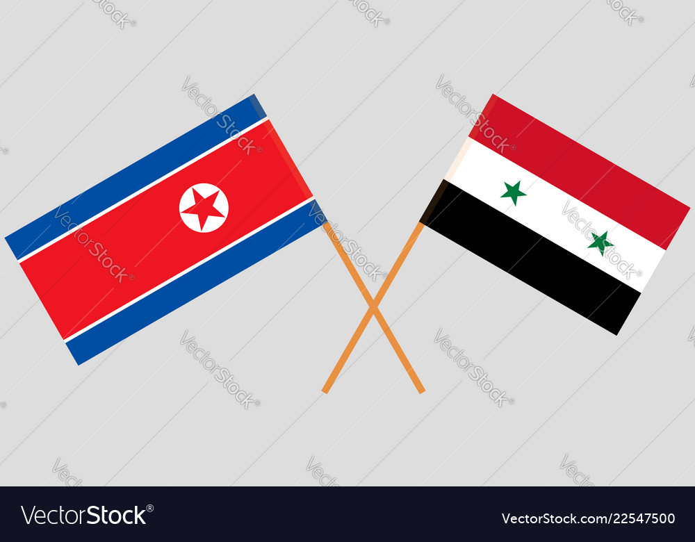 Flags of syrian arab republic and north korea