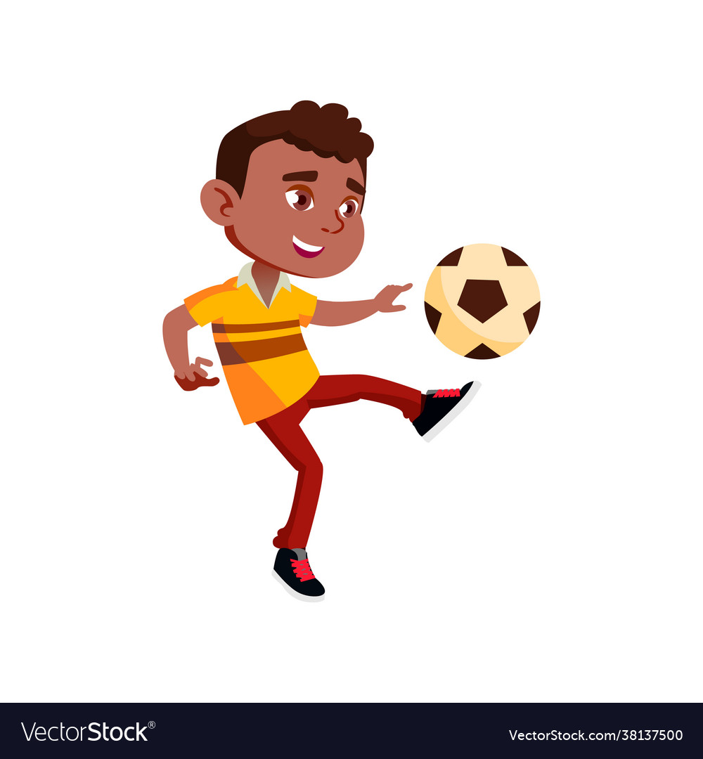 Indian boy play football with ball cartoon Vector Image Indian boy play football with ball cartoon Vector Image