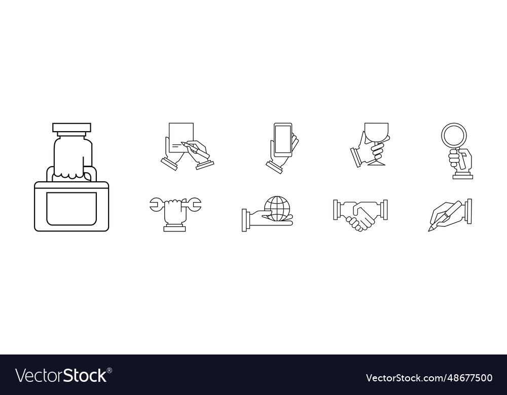 Line business icon with hand hold object