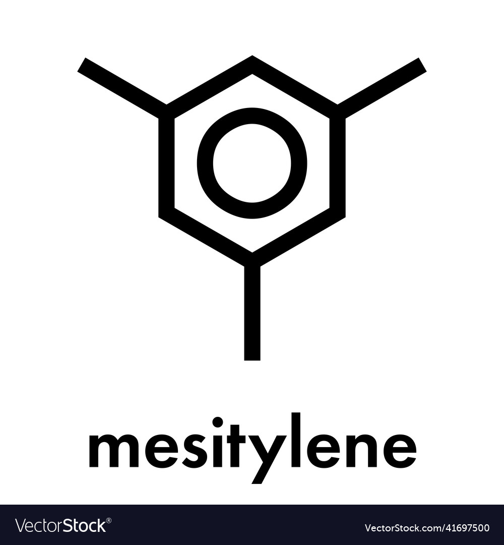 Mesitylene aromatic hydrocarbon molecule Vector Image