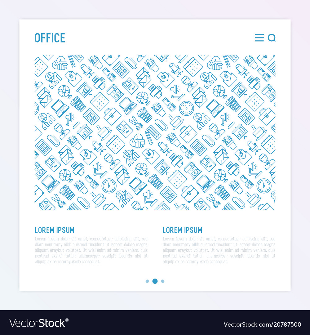 Office concept with thin line icons Vector Image Office concept with thin line icons