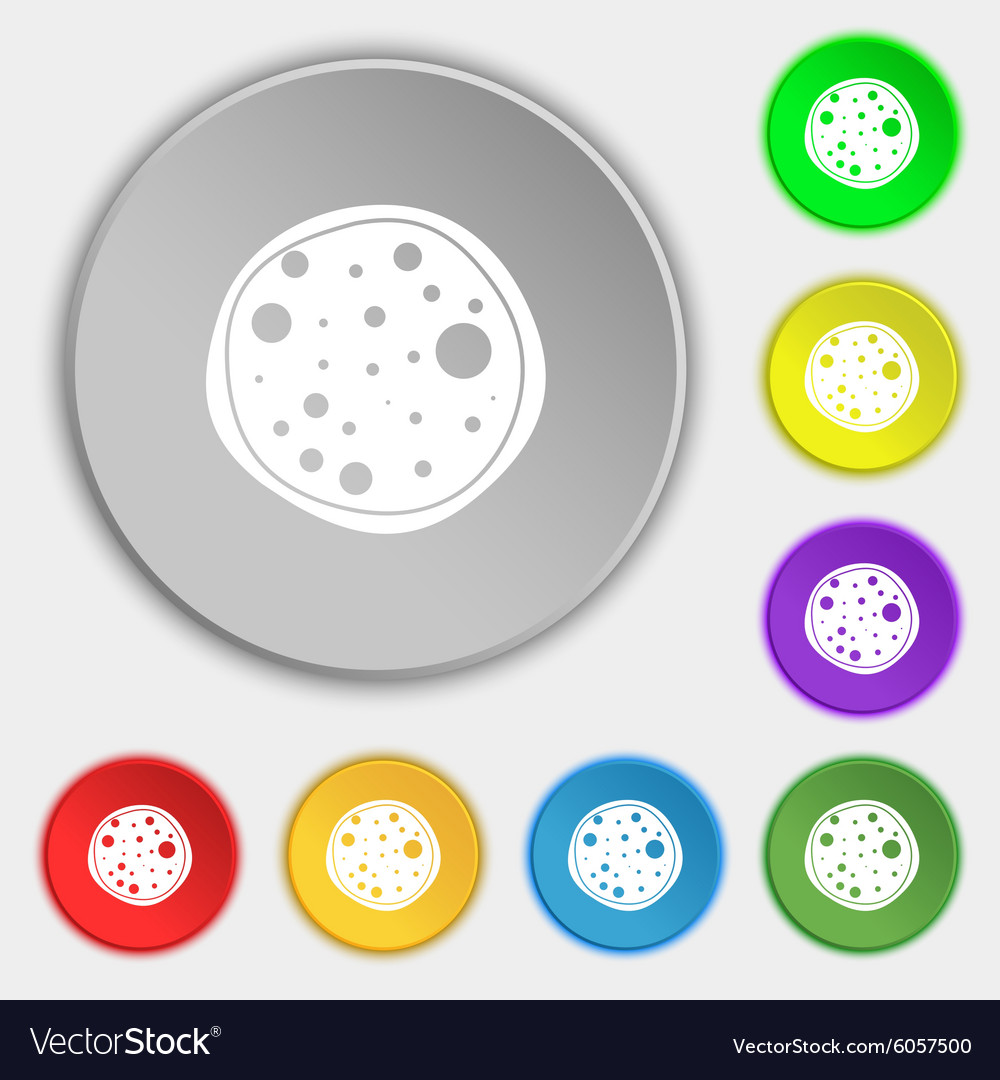 Pizza icon symbols on eight flat buttons