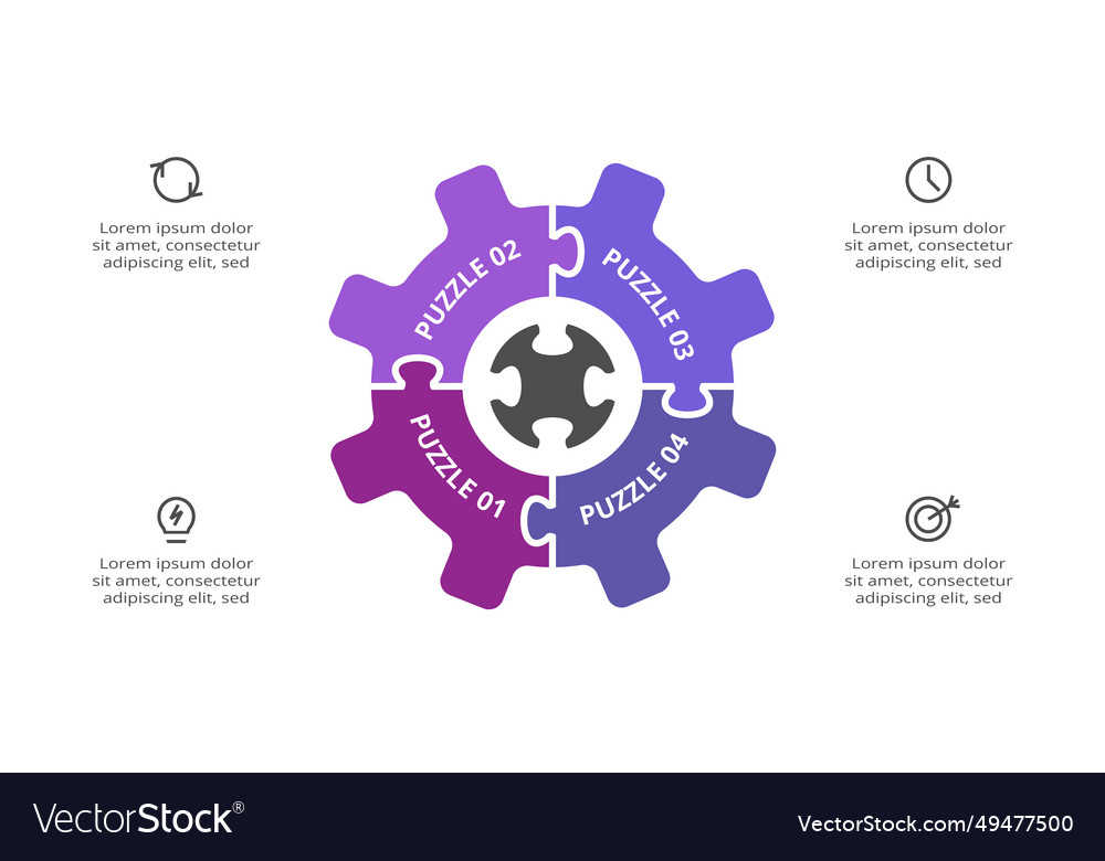 Puzzle infographic with 4 elements presentations