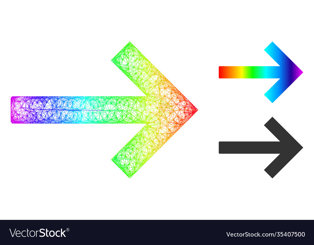 Rainbow net mesh gradient right arrow icon vector image Rainbow net mesh gradient right arrow icon