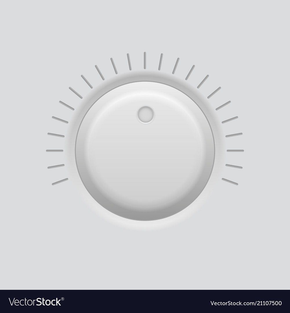 Round knob button volume or level selector gray