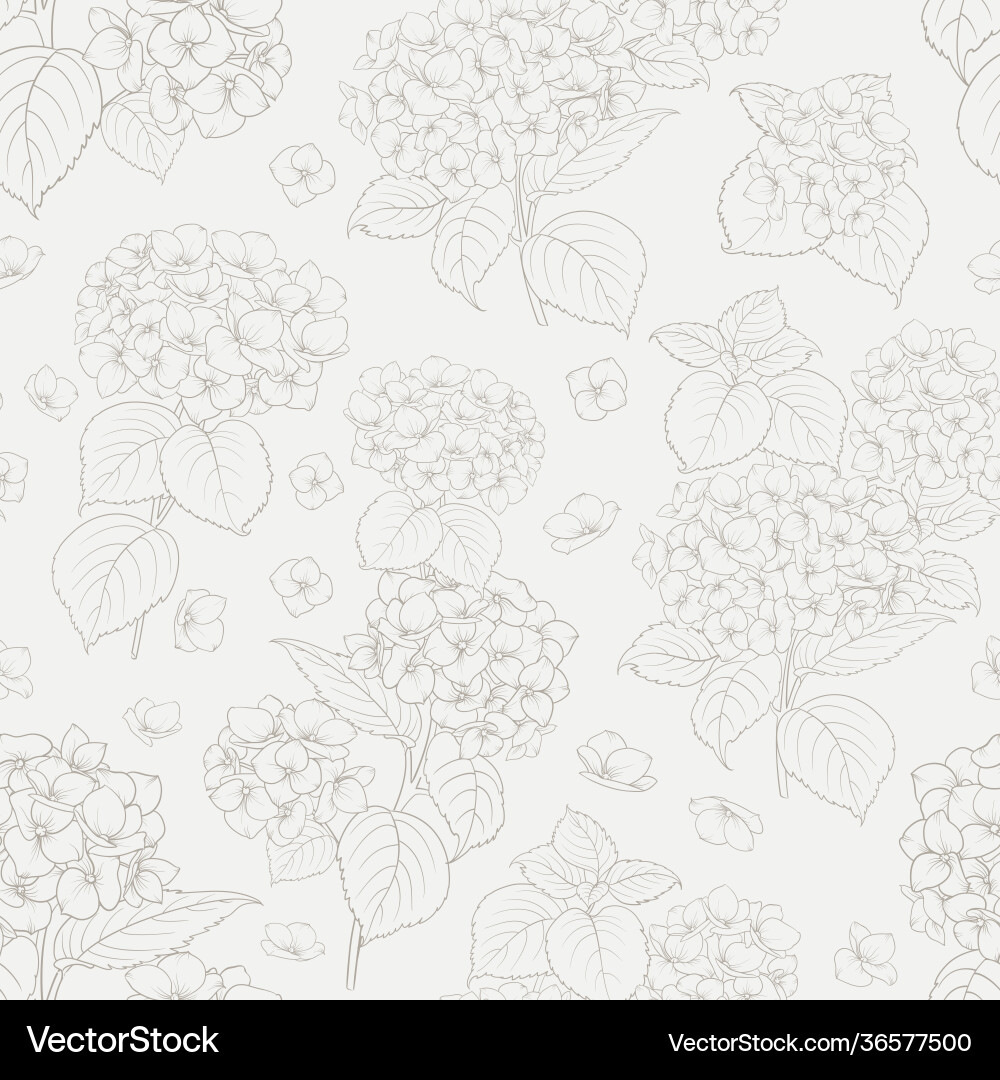 Seamless floral pattern with hydrangea Royalty Free Vector