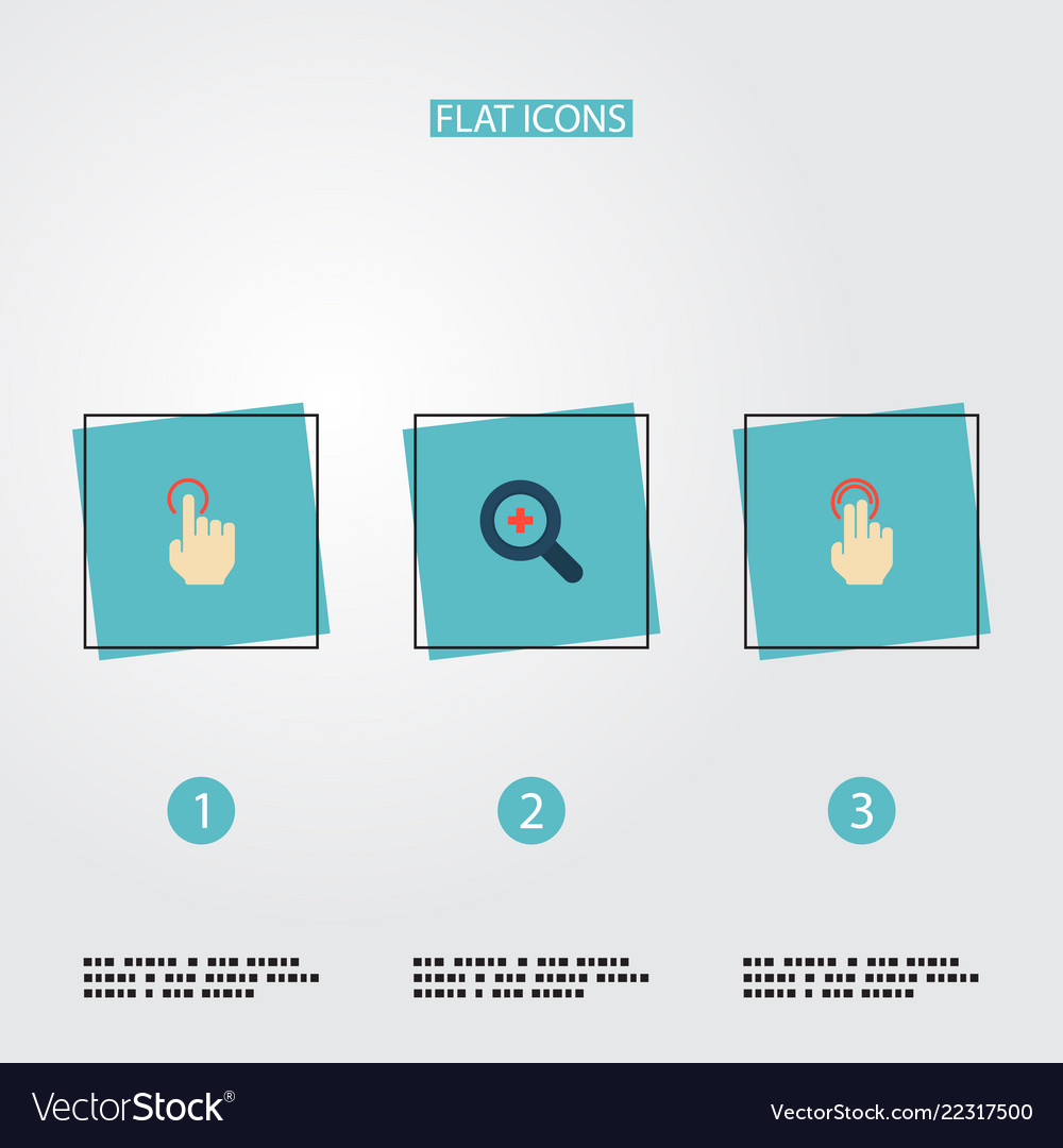 Set of gestures icons flat style symbols with zoom vector image Set of gestures icons flat style symbols with zoom