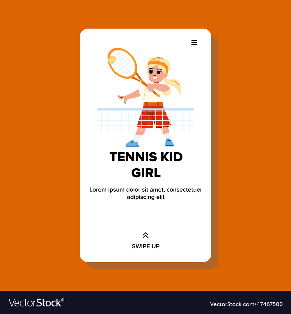 Tennis kid girl vector image Tennis kid girl